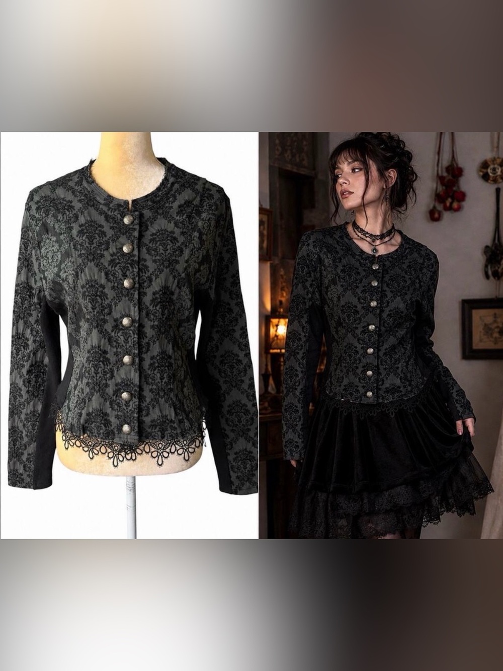 Aratta Silent Journey Goth Victorian Steampunk Top Jacket Black Large Witchy